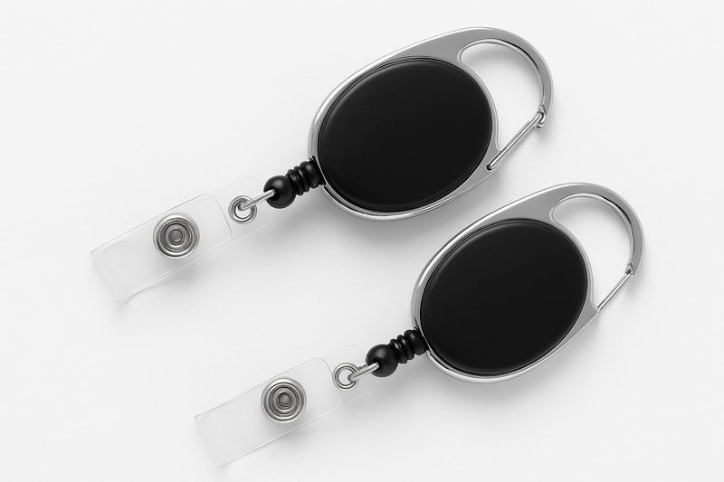 AccuPrints Pack of 2 Oval Round Reel ID Card Holder, ID Badge Retractable Clip Badge Card Holders for Office Employees (Black) - Image 3