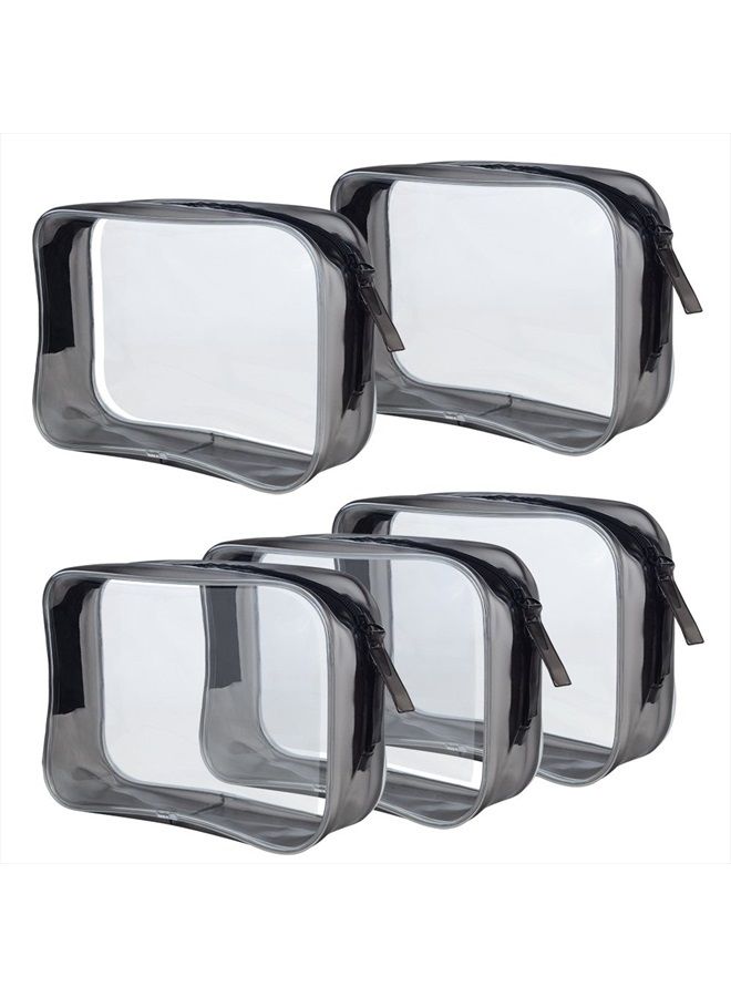 Wobe 5 Packs Clear Cosmetics Bag TSA Approved, PVC Zippered Toiletry Carry Pouch Portable Makeup Bag for Vacation Travel, Bathroom and Organizing Waterproof Makeup Bag Vinyl Plastic Organizer Case - Image 1