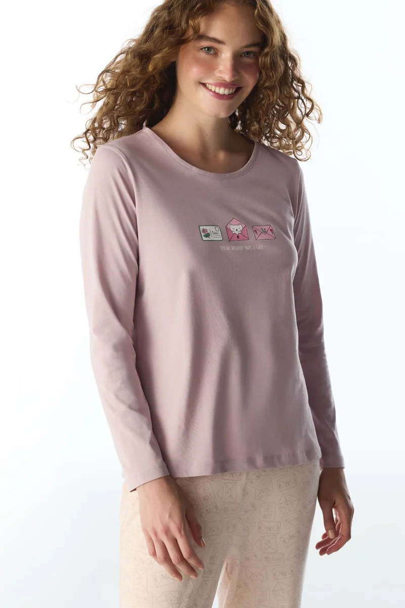 بنتي PENTI Naps&cats Cat Pattern Long Sleeve Pant Pajama Set