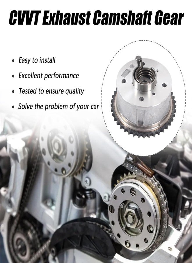 AUCERAMIC CVVT Exhaust Camshaft Sprocket Gear Fit 2011-2020 / for Hyundai Sonata, Santa Fe, Tucson, Veloster N; / for Kia Optima, Sorento, Sportage, Stinger, for Genesis G70 / 2.0L 2.4L #24370-2G750 - Image 5