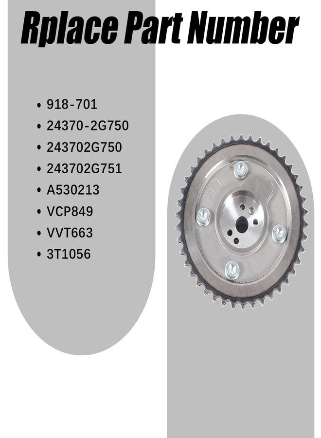 AUCERAMIC CVVT Exhaust Camshaft Sprocket Gear Fit 2011-2020 / for Hyundai Sonata, Santa Fe, Tucson, Veloster N; / for Kia Optima, Sorento, Sportage, Stinger, for Genesis G70 / 2.0L 2.4L #24370-2G750 - Image 2