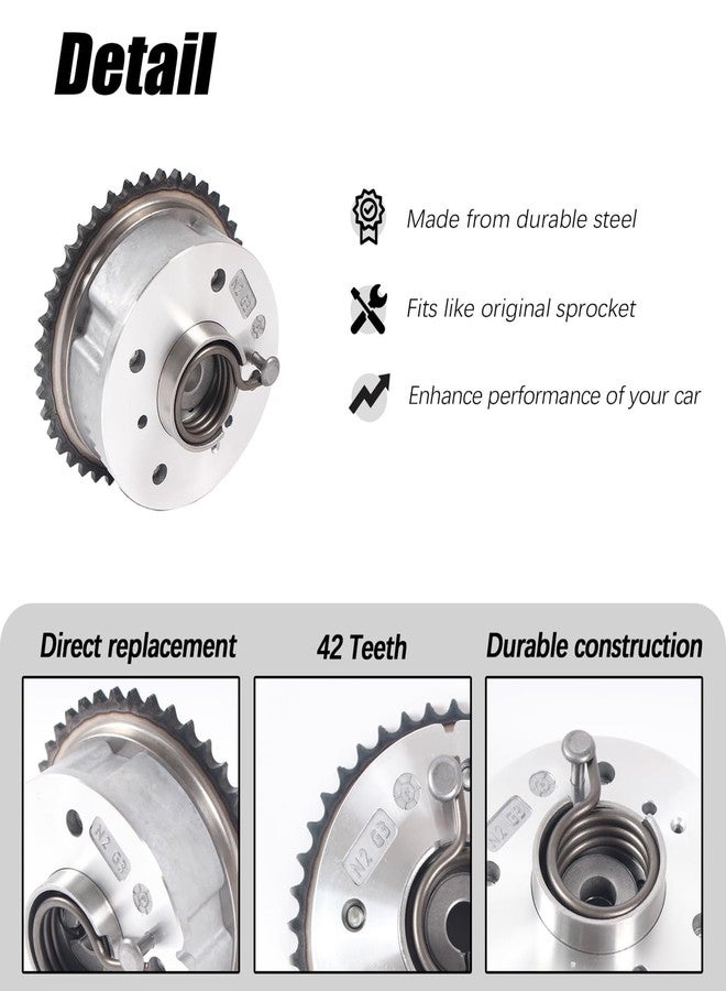 AUCERAMIC CVVT Exhaust Camshaft Sprocket Gear Fit 2011-2020 / for Hyundai Sonata, Santa Fe, Tucson, Veloster N; / for Kia Optima, Sorento, Sportage, Stinger, for Genesis G70 / 2.0L 2.4L #24370-2G750 - Image 4