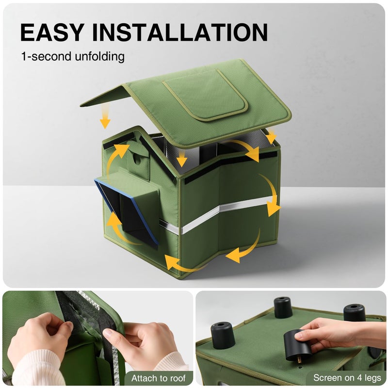 banxye Outdoor Cat House for Outside with Camera Cat-Attracting Eave Design and Cat Toys Feral Stray Shelter Weatherproof in Garage Yard Porch (Include Camera) - Image 5