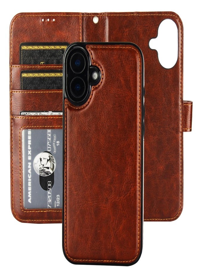 Bocasal Detachable Wallet Case for iPhone 16 Plus RFID Blocking Card Slots Holder Premium PU Leather Magnetic Kickstand Shockproof Wrist Strap Removable Flip Protective Cover 5G 6.7 inch (Brown) - Image 1