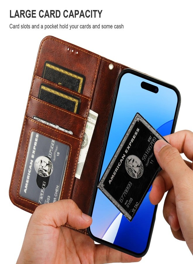 Bocasal Detachable Wallet Case for iPhone 16 Plus RFID Blocking Card Slots Holder Premium PU Leather Magnetic Kickstand Shockproof Wrist Strap Removable Flip Protective Cover 5G 6.7 inch (Brown) - Image 5