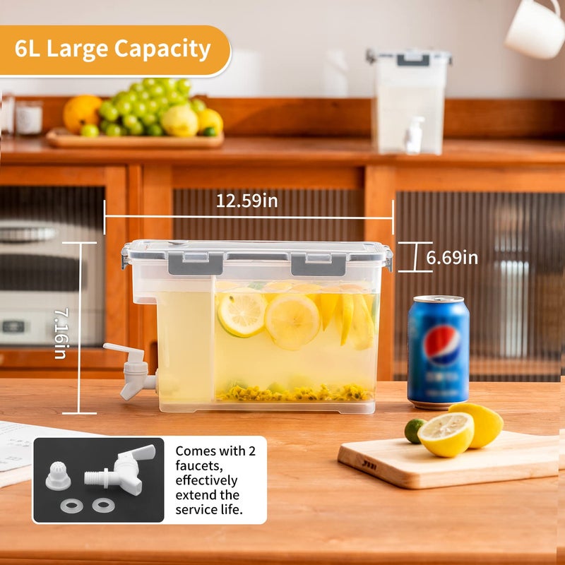 Lingerlanden Cold Kettle with Faucet, 6L Refrigerator Juice Water Pitcher, Home Plastic Beverage Dispenser, Filter Drink Container for Home, Kitchen, Camping, Party - Image 5
