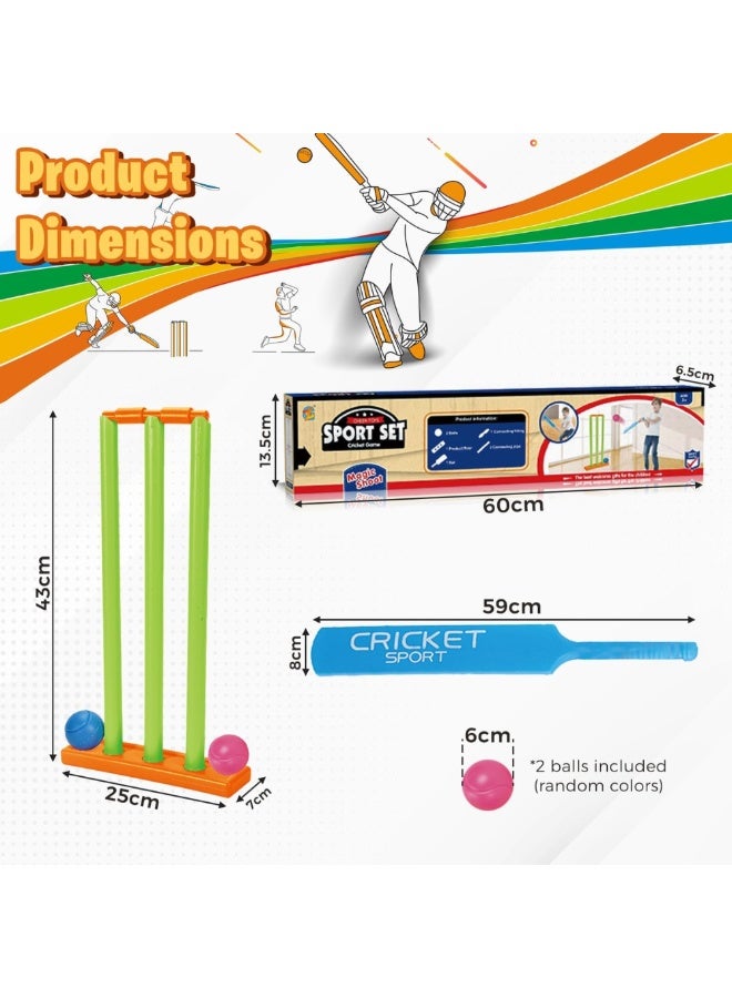 DAT Kids Cricket Set with Bat, Stumps & 2 Balls – Safe Plastic Outdoor Cricket Toy for Boys & Girls – Backyard Sport Game for Kids – Lightweight, Durable, Fun Learning Toy - Image 3