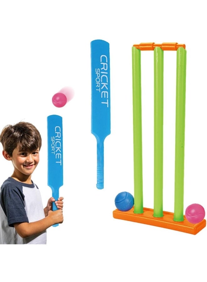 DAT Kids Cricket Set with Bat, Stumps & 2 Balls – Safe Plastic Outdoor Cricket Toy for Boys & Girls – Backyard Sport Game for Kids – Lightweight, Durable, Fun Learning Toy - Image 1