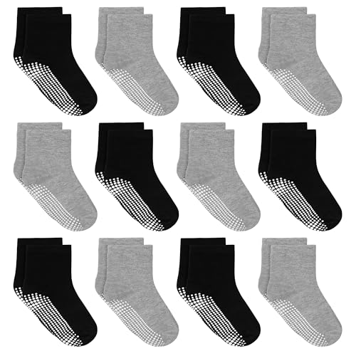 Tphon Toddler Socks, Baby Non Slip Socks for Boys Girls 12 Pairs Kids Infants Children Sock 7-10 Years - Image 1