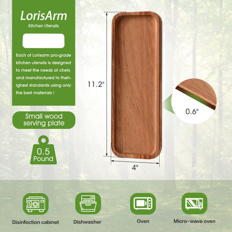 LorisArm 11.2"x 4" Small Wooden Serving Platters and Trays, Natural Acacia Wood Tray for Dessert,Appetizer, Cheese, Fruit, Cookie. - Image 4