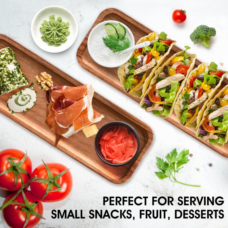 LorisArm 11.2"x 4" Small Wooden Serving Platters and Trays, Natural Acacia Wood Tray for Dessert,Appetizer, Cheese, Fruit, Cookie. - Image 3