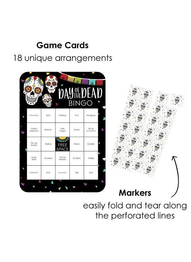 Big Dot of Happiness Day Of The Dead Bingo Cards And Markers Halloween Sugar Skull Party Bingo Game Set Of 18  - Image 3