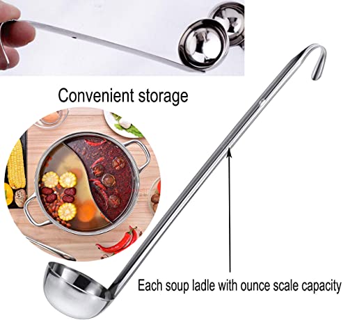 Markeny 4 Pieces Stainless Steel Soup Ladle Metal Handle Ladle with Pouring Rim,1oz/2oz/3oz/4oz Set Ladles for Cooking Soup Sauce - Image 5