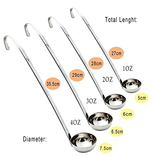 Markeny 4 Pieces Stainless Steel Soup Ladle Metal Handle Ladle with Pouring Rim,1oz/2oz/3oz/4oz Set Ladles for Cooking Soup Sauce - Image 2