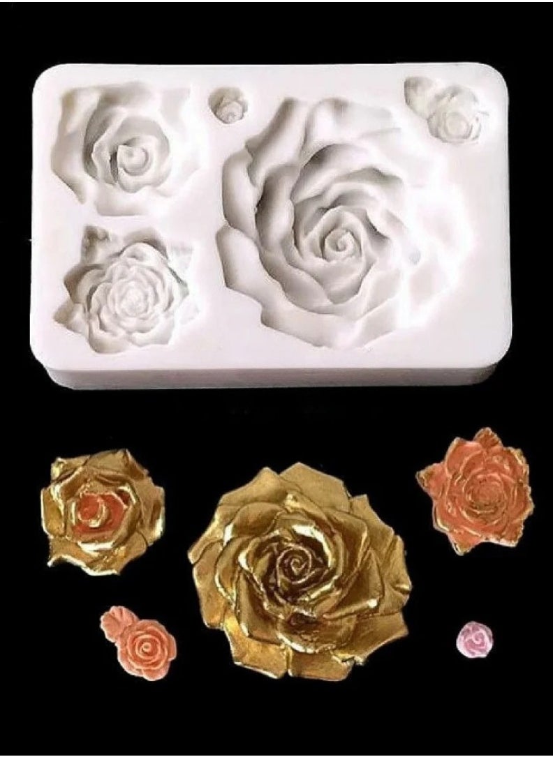 C.T.Z Rose Flower Silicone Mold for Cake Decorating, Chocolate, Fondant, and Crafting – Multi-Size Roses – Perfect for Weddings, Birthdays, and Special Occasions 