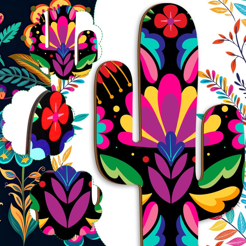 Yousoontic 2 Pcs Mexican Cactus Decorations Wooden Cactus Pictures Wall Decor Boho Southwestern Wooden Wall Art Decorations Western Party Decor for Home Outdoor Living Room Bedroom Cinco De Mayo Gift - Image 3