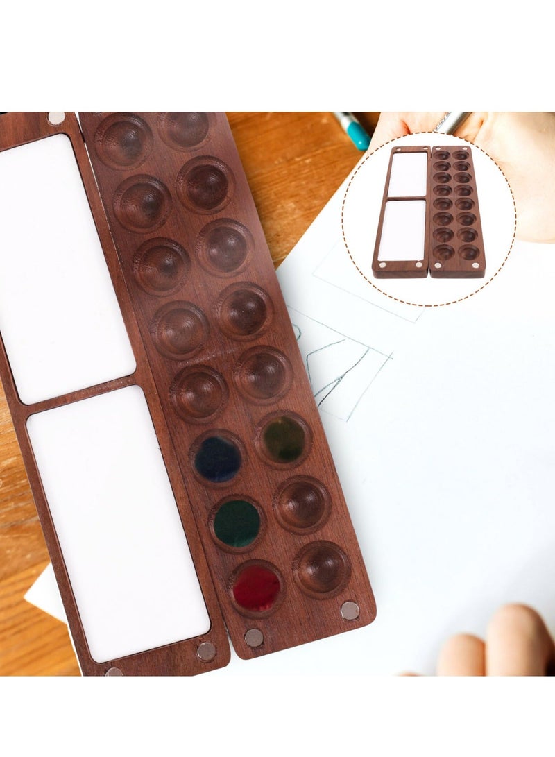 Portable Watercolor Palette Wooden 16 Color Sketchbook Colour Box Box, Travel Paint Tray for Water Color, Gouache, Acrylic - Image 4