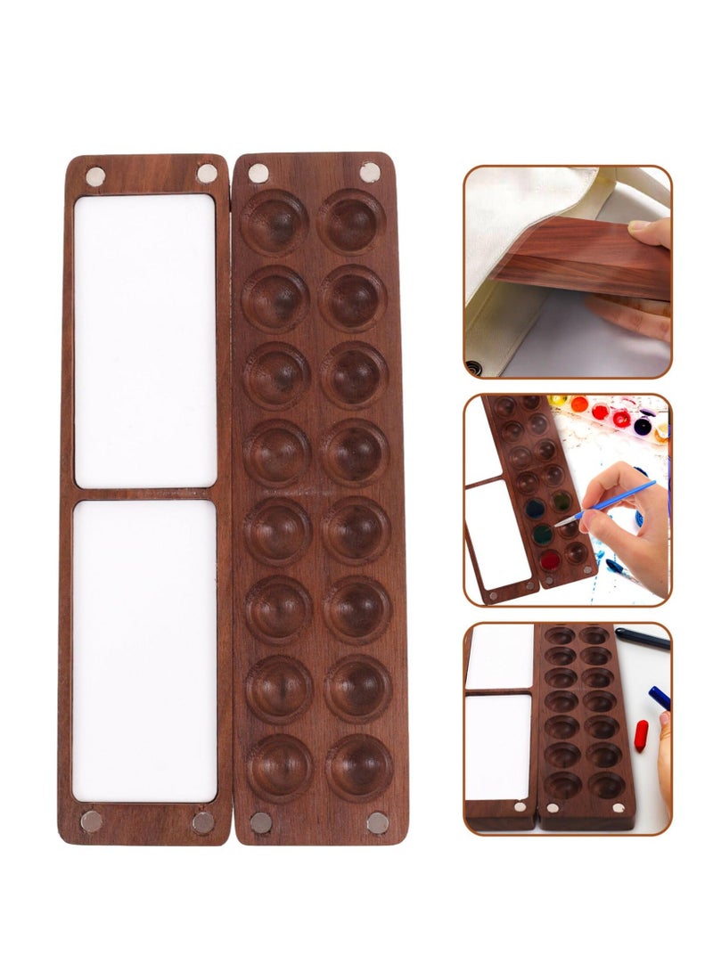 Portable Watercolor Palette Wooden 16 Color Sketchbook Colour Box Box, Travel Paint Tray for Water Color, Gouache, Acrylic - Image 1