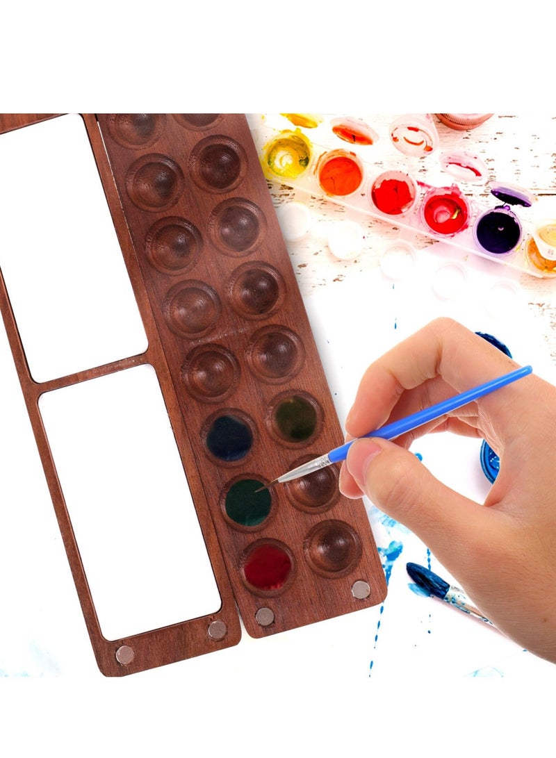 Portable Watercolor Palette Wooden 16 Color Sketchbook Colour Box Box, Travel Paint Tray for Water Color, Gouache, Acrylic - Image 5