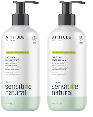 ATTITUDE Hand Soap for Sensitive Skin with Oat and Avocado Oil EWG Verified Dermatologically Tested Vegan 16 Fl Oz Pack of 2