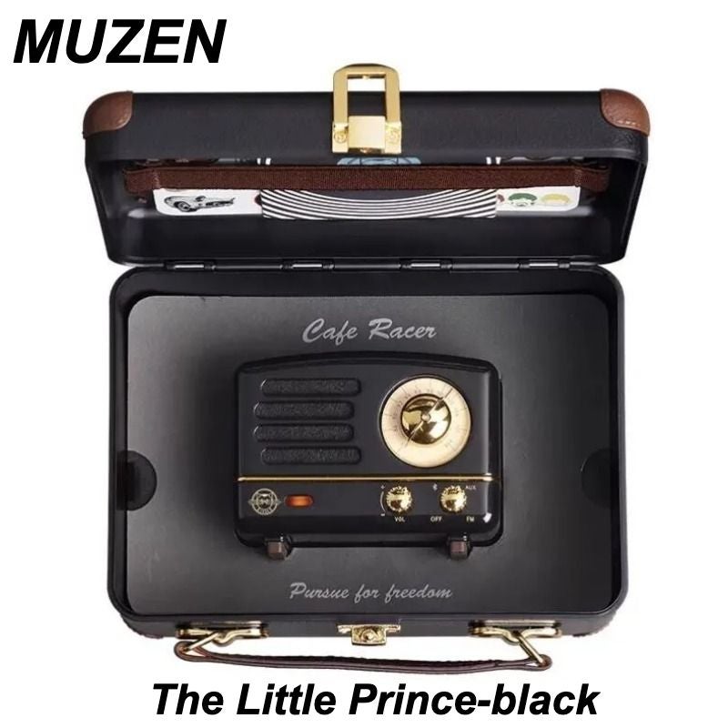 Muzen The Little Prince Desktop Mini Speaker with OTR FM Radio Bluetooth Wireless Metal Music Player, Black - Image 1