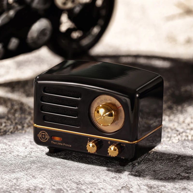 Muzen The Little Prince Desktop Mini Speaker with OTR FM Radio Bluetooth Wireless Metal Music Player, Black - Image 4