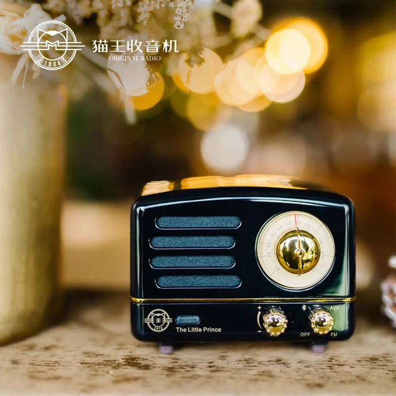 Muzen The Little Prince Desktop Mini Speaker with OTR FM Radio Bluetooth Wireless Metal Music Player, Black - Image 3