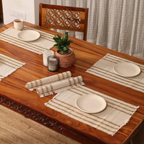 Peepul Tree PeepulTree Placemats & Table Cloths (Off-White, Pack of 4 - Placemats) - Image 1