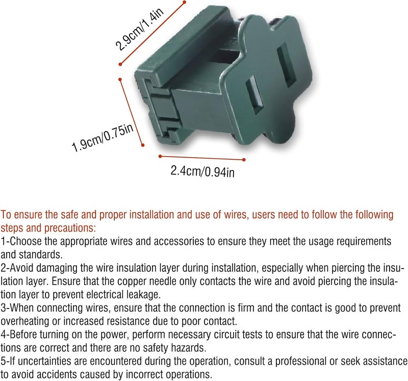 Aniai (25) Pack Vampire Plug, Slip and Slide Plug Add,Extension Cord Ends Male and Female, Replacement Electrical Plug 2 Prong, SPT-1 Wire (spt1 Female, Green) - Image 3