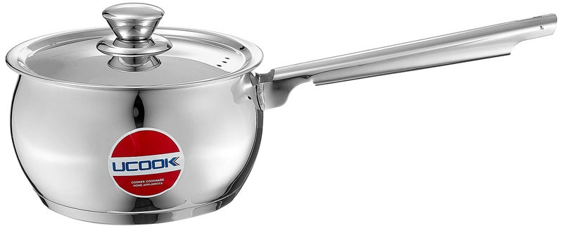 Ucook Ss Lifetime Sauce Pan Bulging 160 Induction with Lid 1040 Stainless Steel Cookware, Silver - Image 2