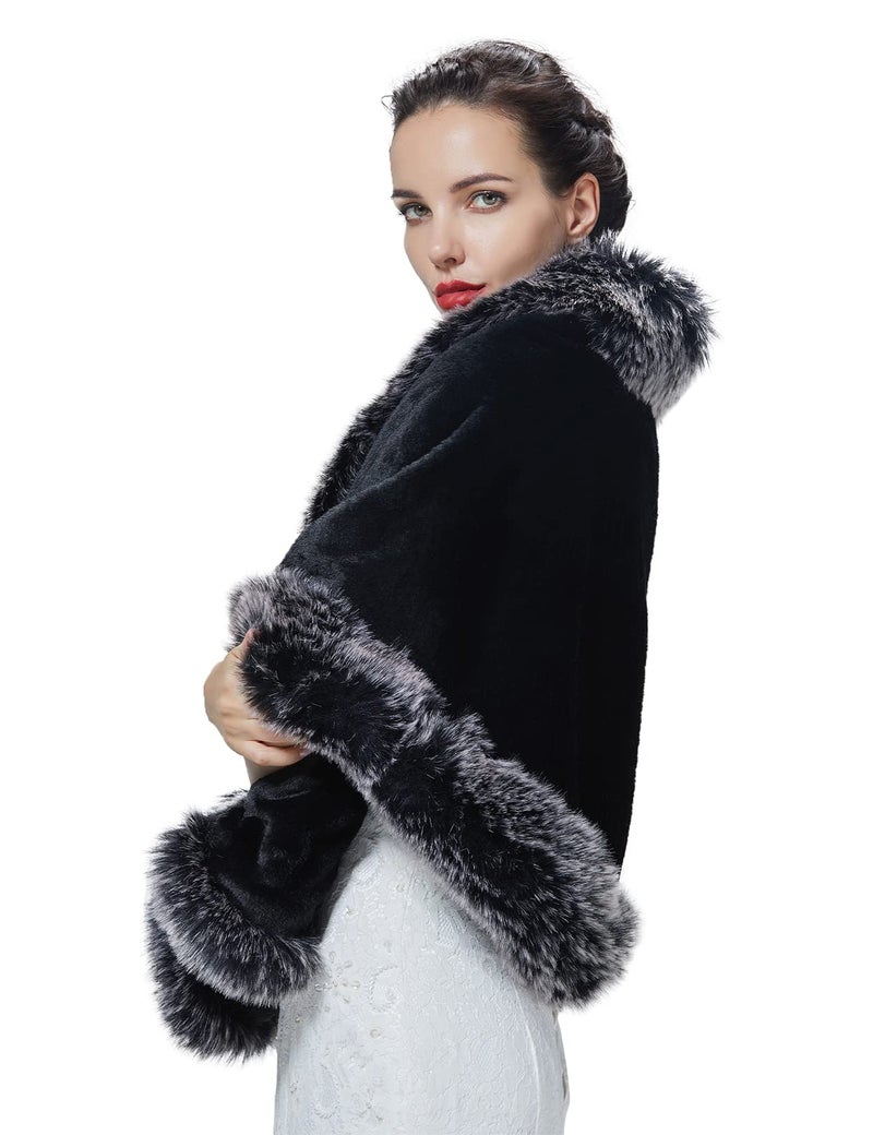 BEAUTELICATE Women's Faux Fur Shawl Wrap Stoles for Bridal Wedding Dresses - Image 3