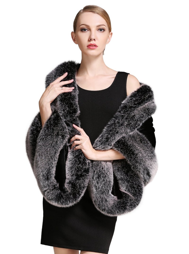 BEAUTELICATE Women's Faux Fur Shawl Wrap Stoles for Bridal Wedding Dresses - Image 1