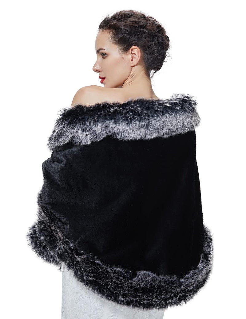 BEAUTELICATE Women's Faux Fur Shawl Wrap Stoles for Bridal Wedding Dresses - Image 4