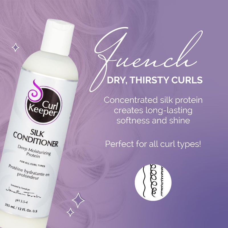 Curl Keeper Silk Conditioner for Curly Hair, 12 Fl Oz - Deep Moisturizing & Cleansing Daily Hair Conditioner with Silk Amino Acids for All Curl Types - Water Based Conditioner for Men & Women - Image 2