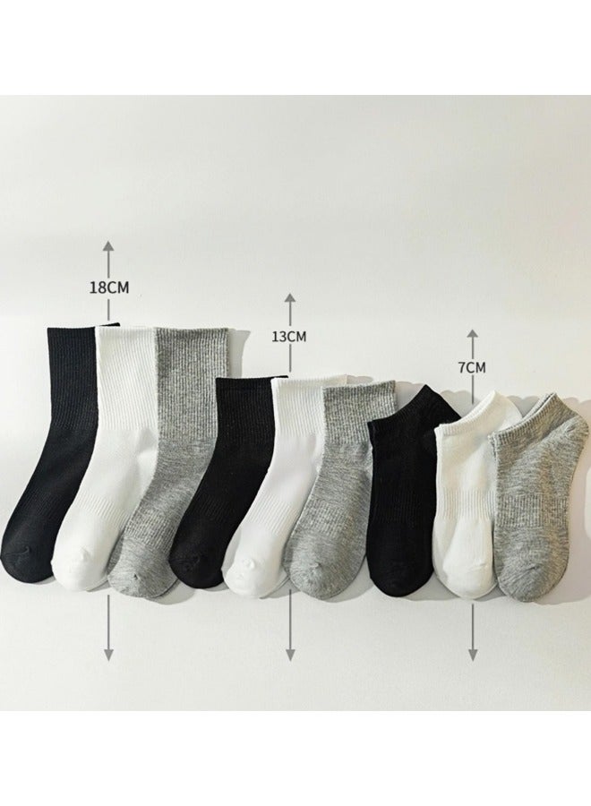 6-Pack Women's Calf Socks,Men's Crew Socks,Ladies Soft Cotton High Calf Boot Stockings,Casual Athletic Gym Light Weight Thin Cotton Sock,Spring and Summer Thin Mid-length Stockings(Middle Barrel) - Image 2