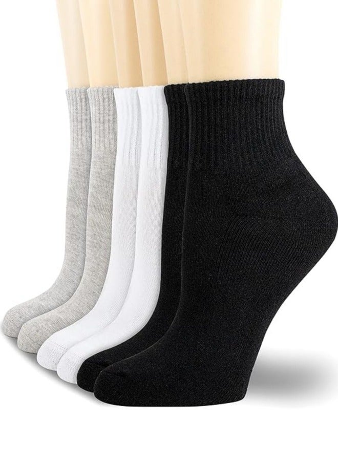 6-Pack Women's Calf Socks,Men's Crew Socks,Ladies Soft Cotton High Calf Boot Stockings,Casual Athletic Gym Light Weight Thin Cotton Sock,Spring and Summer Thin Mid-length Stockings(Middle Barrel) - Image 1