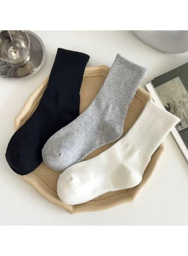 6-Pack Women's Calf Socks,Men's Crew Socks,Ladies Soft Cotton High Calf Boot Stockings,Casual Athletic Gym Light Weight Thin Cotton Sock,Spring and Summer Thin Mid-length Stockings(Middle Barrel) - Image 5