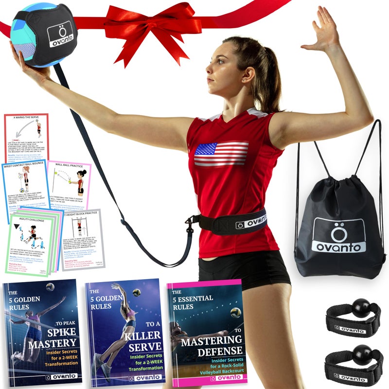 OVANTO Volleyball Training Equipment Aid â€“ Adjustable Practice Hitting Rebounder in 4 Styles to Serve, Spike, Set, and Pass Like a Pro - Volleyball Practice Equipment Gift for Beginners & Experts - Image 1