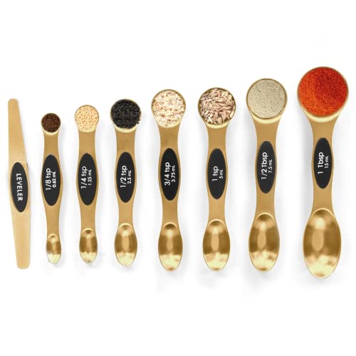 Magnetic Measuring Spoons Set Stainless Steel with Leveler Stackable Metal Tablespoon Measure Spoon for Baking Measuring Cups and Spoon Set Kitchen Gadgets Apartment Essentials Fits in Spice Jars
