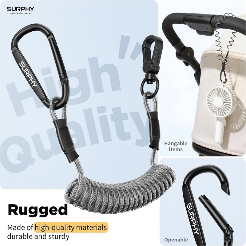 SURPHY Retractable Coil Springs Lanyard with CellPhone Tether Tab， Elastic Phone Lanyard Stretchable Anti-theft Phone Strap Keychain - Image 4