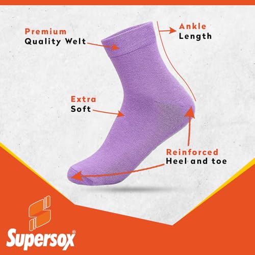 Supersox Ankle Socks for Women Made With Premium Cotton. Solid Design, Anti Odour & Anti Bacterial, Ideal for Daily Casual Wear/Gym/Office - Pack of 4, Free Size, Multicolor - Image 3