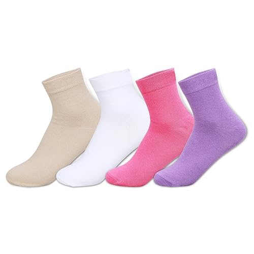 Supersox Ankle Socks for Women Made With Premium Cotton. Solid Design, Anti Odour & Anti Bacterial, Ideal for Daily Casual Wear/Gym/Office - Pack of 4, Free Size, Multicolor - Image 1