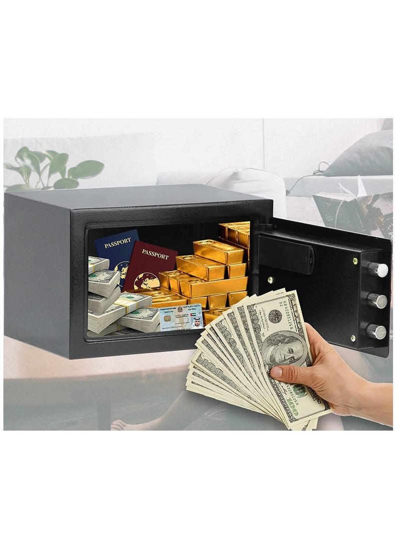 Rubik Safe Box for Home Office with Digital Pin Code and Key Lock Protect Money Cash Jewelry Passport RB20D (20x31x20cm) Black  - Image 4