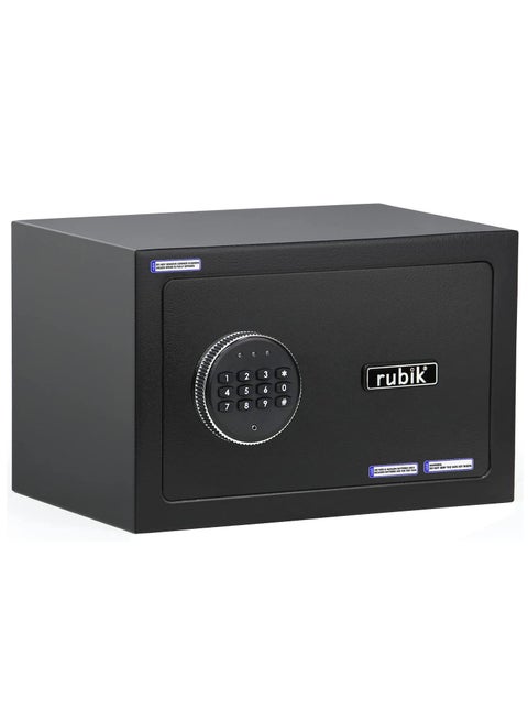 Safe Box for Home Office with Digital Pin Code and Key Lock Protect Money Cash Jewelry Passport RB20D (20x31x20cm) Black
