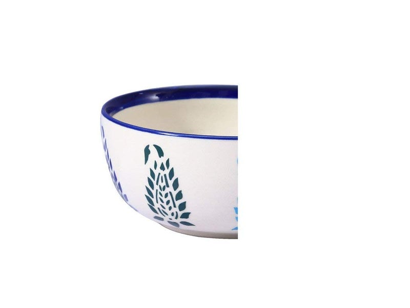 Caffeine Ceramic Handmade Blue Boota Serving Bowl (Set of 4) - Image 5