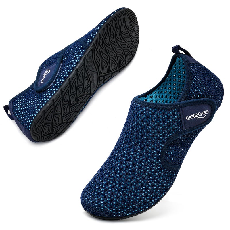 WateLves Water Shoes for Women Men Swim Beach Aqua Socks Quick Dry Barefoot House Slippers Travel Shoes with Adjustable Magic Tape for Pool Diving Boating Yoga SurfBlue3637 - Image 2