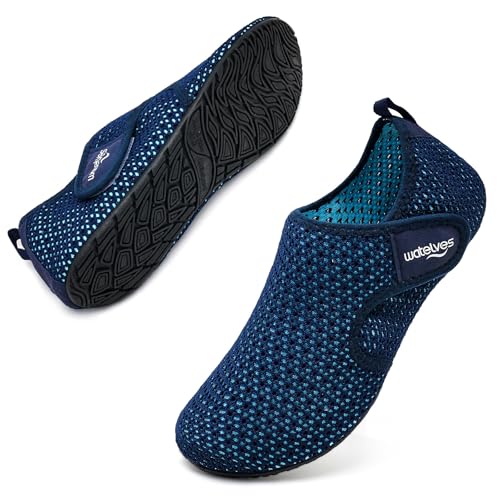 WateLves Water Shoes for Women Men Swim Beach Aqua Socks Quick Dry Barefoot House Slippers Travel Shoes with Adjustable Magic Tape for Pool Diving Boating Yoga SurfBlue3637 - Image 1