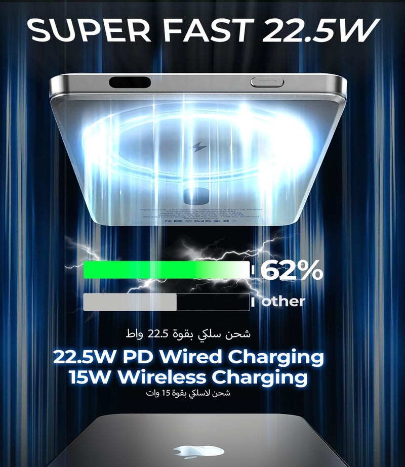 Garlo Magnetic Power Bank 5000mAh Wireless Charger 22.5W PD Fast Charging with USB-C Cable for iPhone 17/16/15/14 Series - Image 5