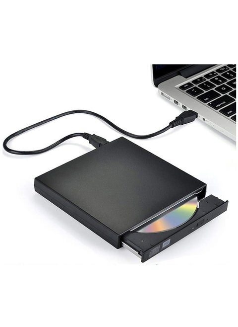 External CD DVD Drive, USB 2.0 Slim Protable External CD-RW Drive DVD-RW Burner Writer Player for Laptop Notebook PC Desktop Computer, Black