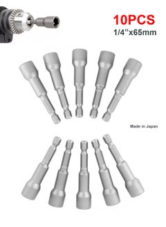 Hero Hex Magnetic Power 1/4X65mm Socket Adapter Drill Bit Nut Driver Set 1/4X65 mm Hex for Power Tools10 Piece 